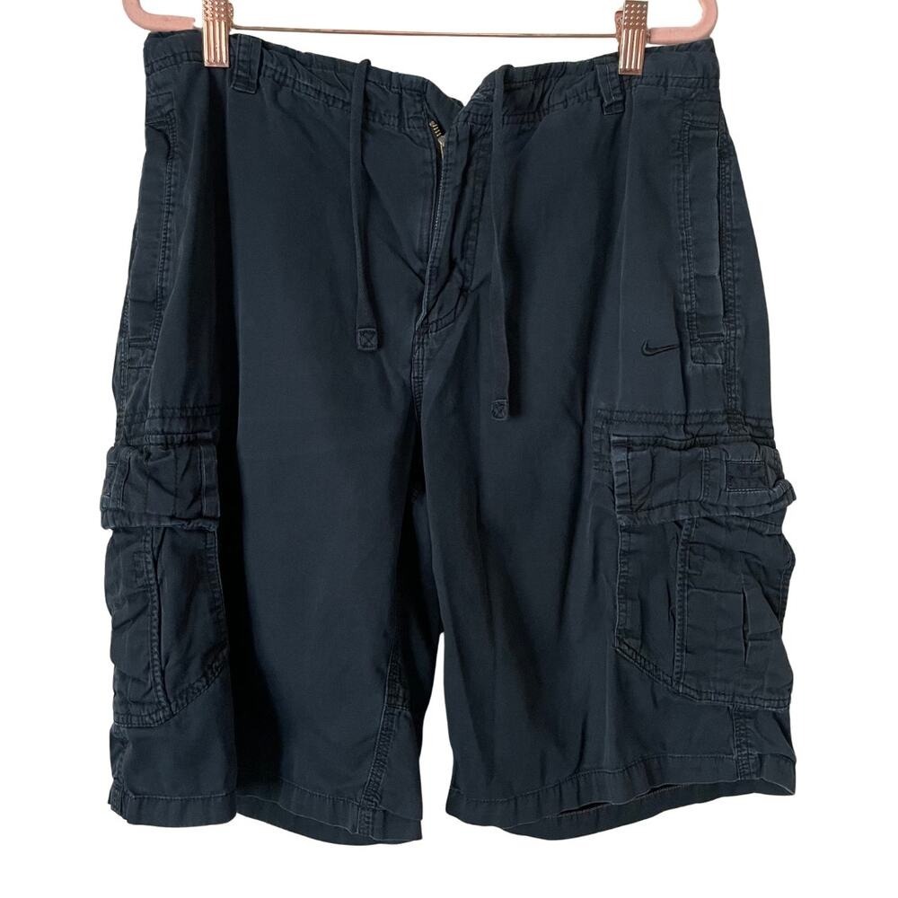 Nike Athletic Dept Cargo‎ Shorts Men Medium Blue Drawstring Y2K Grunge Cotton